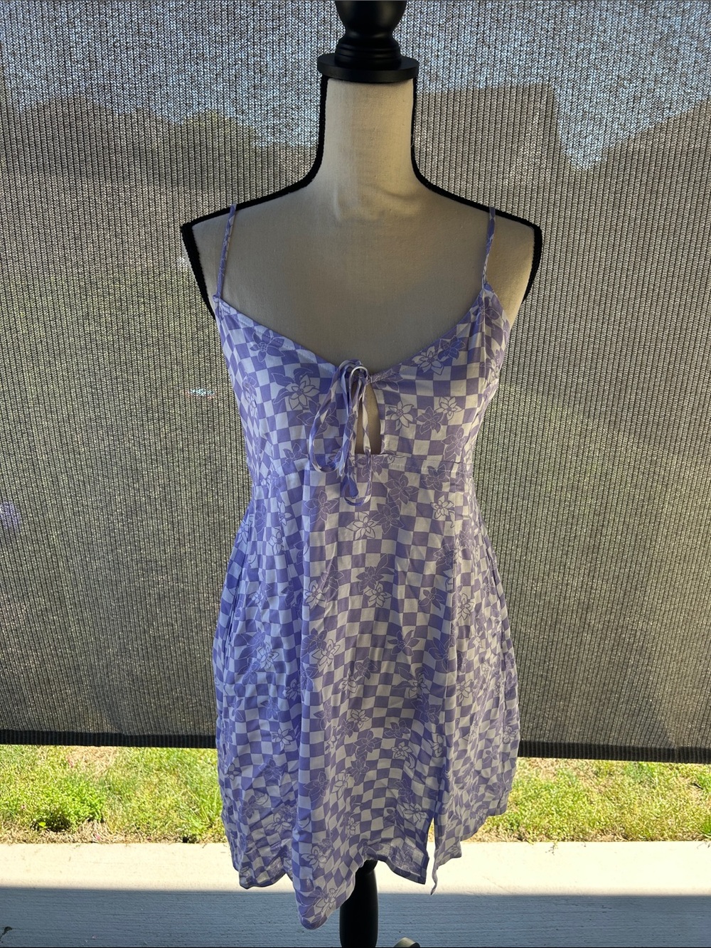 wild fable Lavender & White Checker Floral Sundress